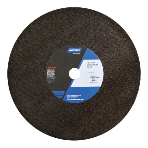 Norton® 66253261999 23A Type 01/41 Reinforced Cut-Off Wheel, 12 in Dia x 3/32 in THK, 1 in Center Hole, 36 Grit, Aluminum Oxide Abrasive